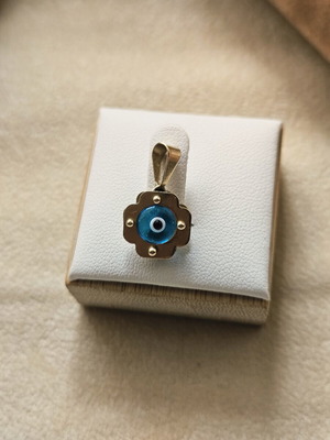 3D 585 14K pendant with evil eye