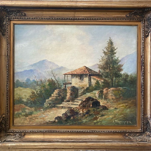 Char. Palaiologos painting like new, oil on canvas with frame
