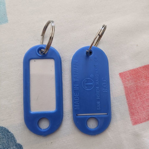 Small padlocks and keychain tags used, 3 padlocks and 2 tags
