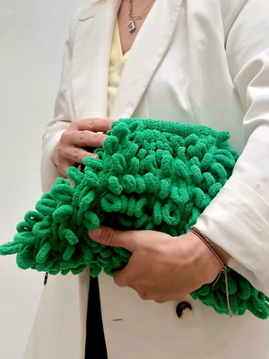 Puffy bags handmade with 18cm frame made to order, green