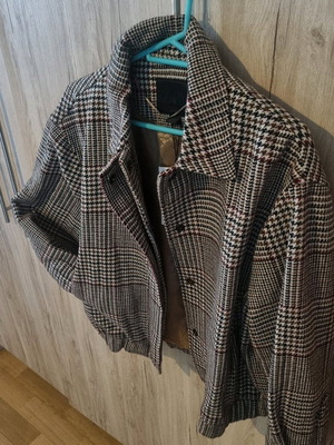 Zara wool bomber jacket checked new, size Large