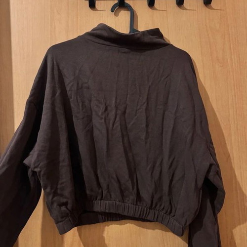 Crop sweatshirt used brown with zipper Terranova size L