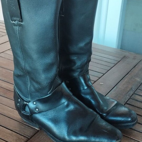 Ciak Milano leather biker boots size 45 used, classic harness style