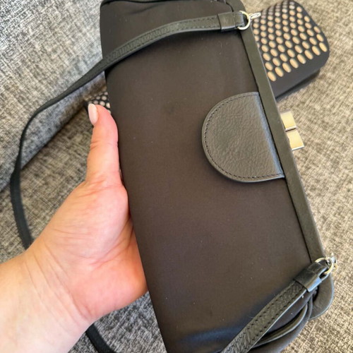 Folli Follie evening clutch 2 in 1 with detachable part, like new, black and silver