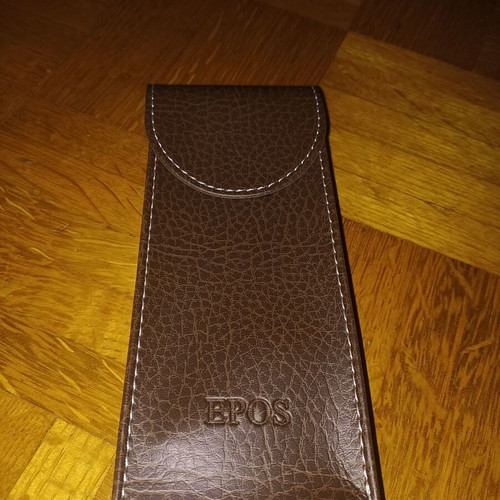 Epos brown leather glasses case new