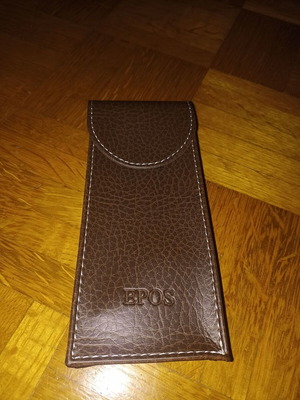 Epos brown leather glasses case new