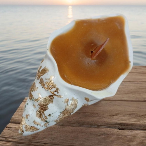 Luxury Handmade Beeswax Candle in Porcelain Shell made to order