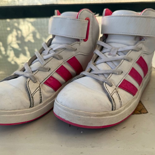 Adidas kids' athletic boots size 36 used, white pink