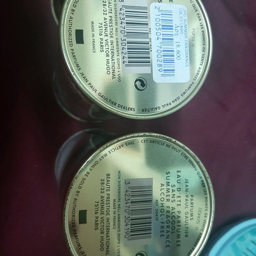 Jean Paul Gaultier collectible metal perfume boxes like new, pack of 4