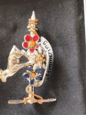 Vintage old pin like new, white