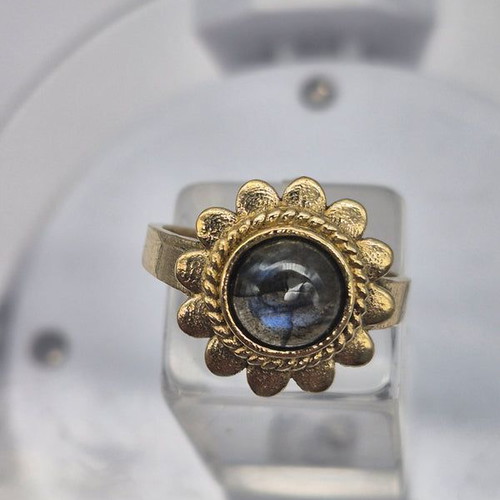 Labradorite crystal brass adjustable ring new