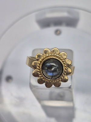 Labradorite crystal brass adjustable ring new