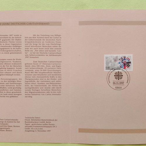 German stamps 1997 first day cover Bonn, mint block of four