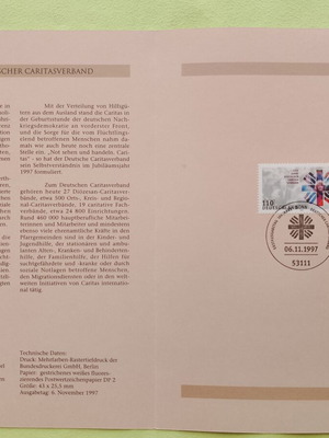 German stamps 1997 first day cover Bonn, mint block of four