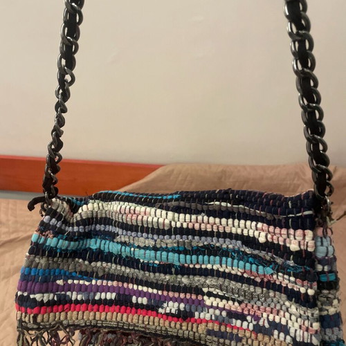 Boho bag new, colorful woven with chain shoulder handle