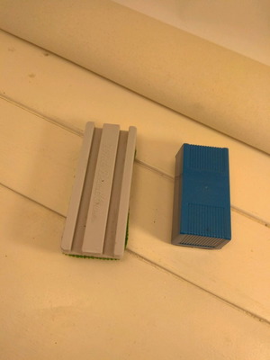 Whiteboard sponges used, two, lightly used