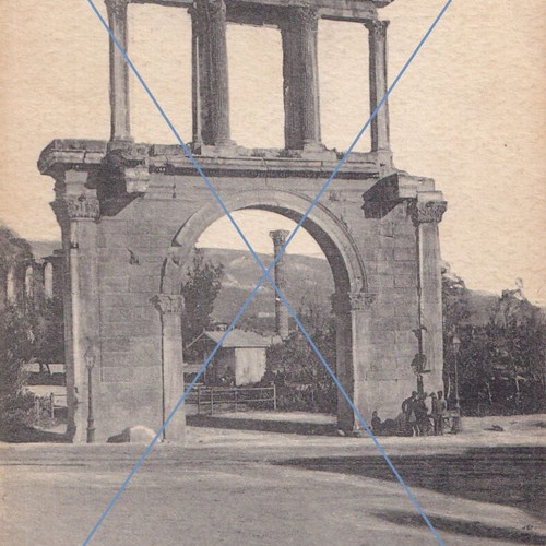 Athens Hadrian's Gate postcard used, 14x9.5 cm
