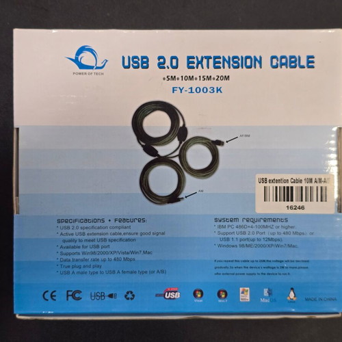 USB 2.0 Active Extension Cable 10m FY-1003K New Sealed
