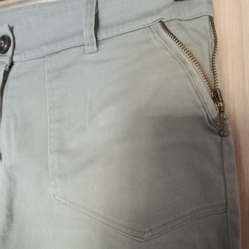 Capri pants used, khaki, size S with decorative zippers