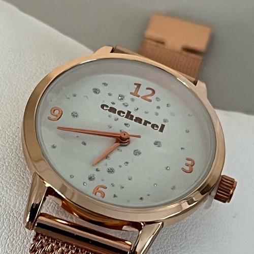 Cacharel women's watch new, beige pink, stainless steel