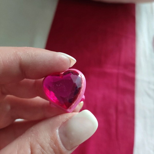 Children's heart ring used, pink, plastic