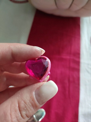Children's heart ring used, pink, plastic