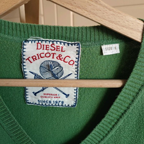 Diesel men's sweater used, green, size L with V-neck