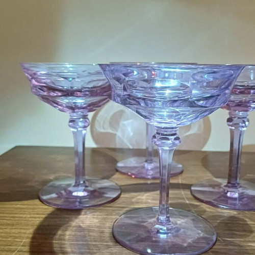 Moser Alexandrite Glass Set of 4 Crystal Glasses like new