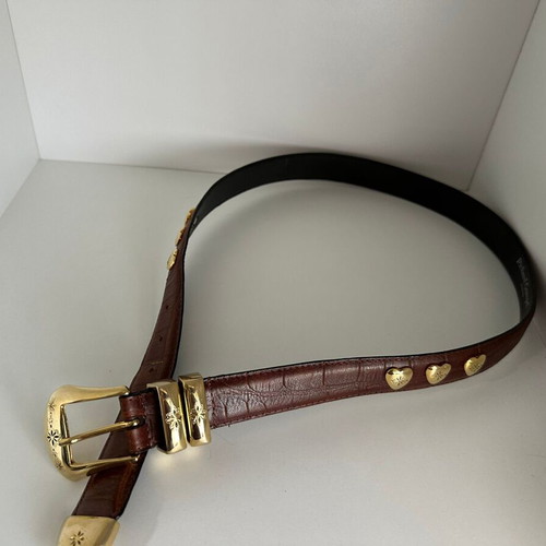 Richard Gampel leather belt with heart details, brown