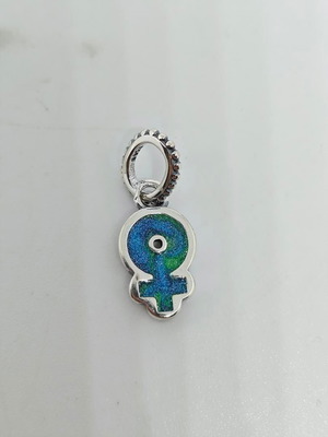 Silver 925 Pendant Woman Symbol with Glitter Enamel like new