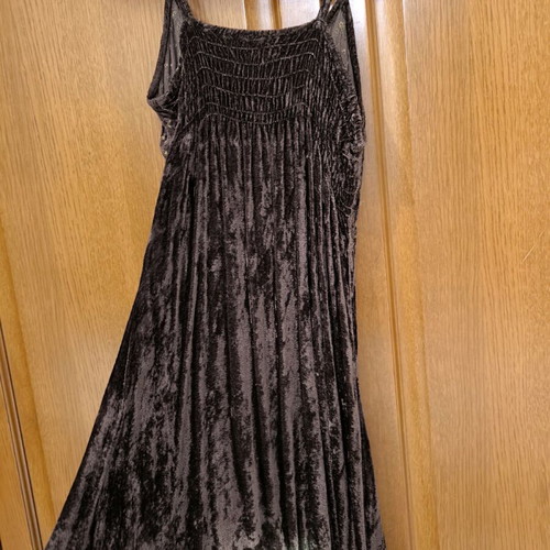 Velvet summer women's dress brown green with straps like new