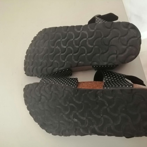 Birkenstock kids sandals authentic black with white polka dots, used, size 35