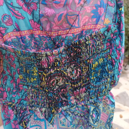 Boho Art Silk Backless Dress One Size New