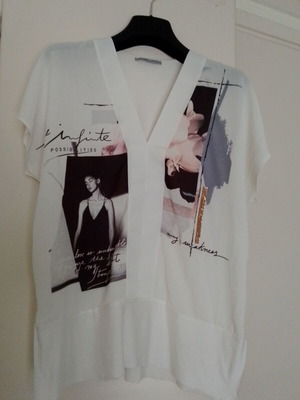 Zara wide white top used with multicolor prints