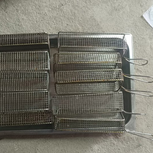 Inox serving baskets for fries, set of 12, professional