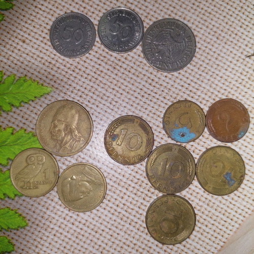 Coin lot used with German marks and Greek drachmas