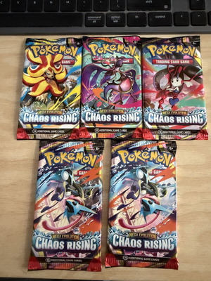 Pokemon Chaos Rising booster packs, sealed, 5 pcs