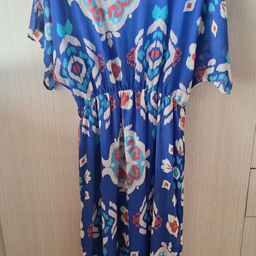 Maxi dress new, beige and blue, size L
