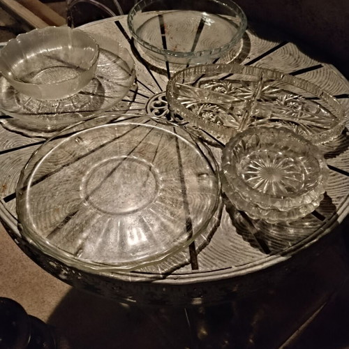 Vintage glass serving set of 7 pieces with authentic French Pyrex used