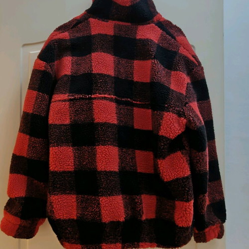 Fleece jacket plaid new, size small