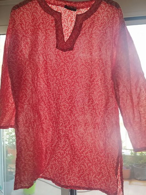 Kikisol XL cotton kaftan new, white and red