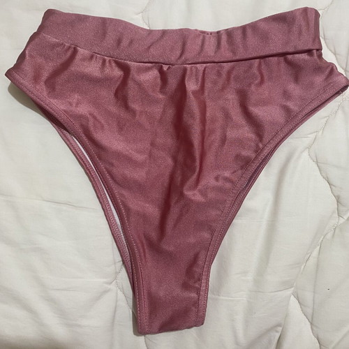 Decoro Shiny Metallic Rose Pink High-Waisted Bikini Bottoms Size M/L like new