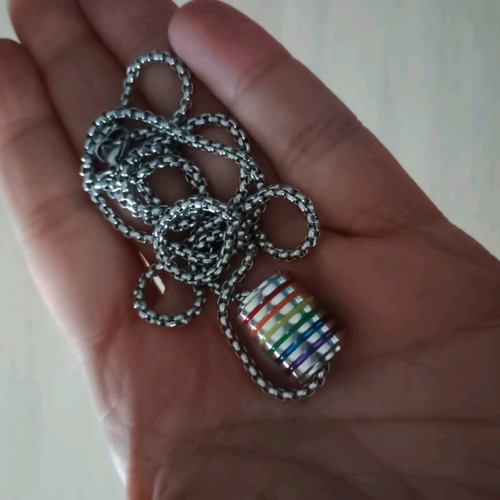 Κολιέ με σπείρα και ραβδωτά χρώματα rainbow, καινούργιο, ανοξείδωτο ατσάλι