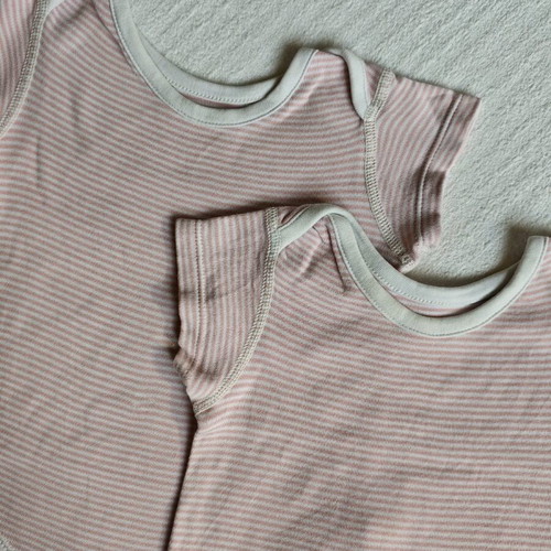 Short-sleeve bodysuits used, pack of 2, pink striped cotton
