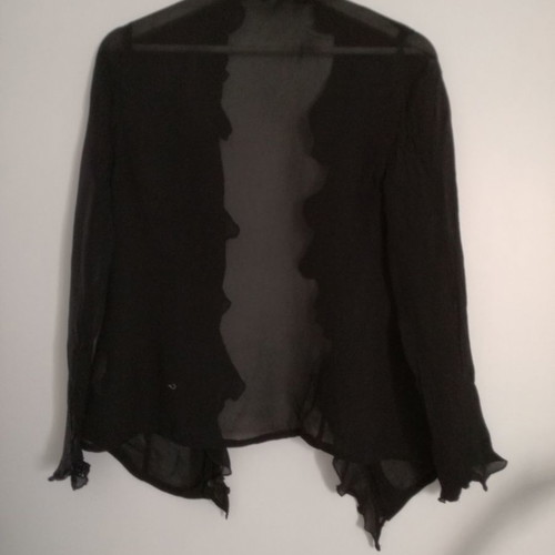 Zara sheer shirt used, medium size, black with ruffles