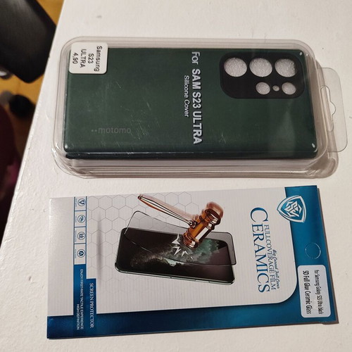 Samsung Galaxy S23 Ultra case and ceramic screen protector set used
