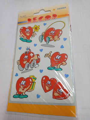 Heart stickers used