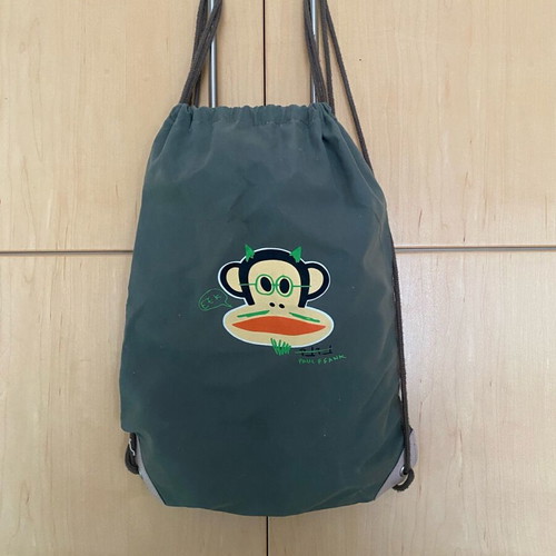 Paul Frank Drawstring Bag like new, olive with Julius the Monkey design