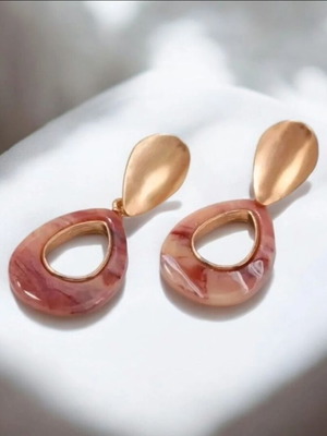 Earrings new with pink and gold bone detail