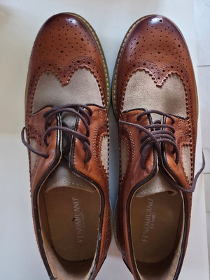 Fenomilano men's leather brogue shoes new, size 41, brown